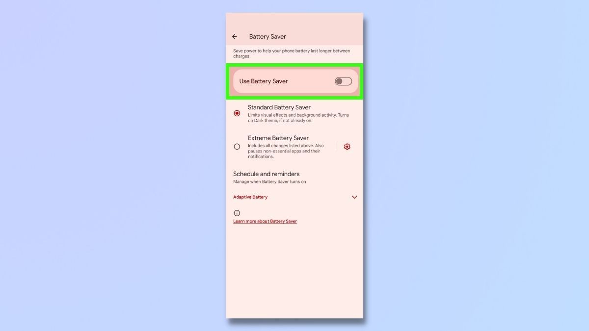 حالت صرفهجویی باتری (Battery Saver mode)