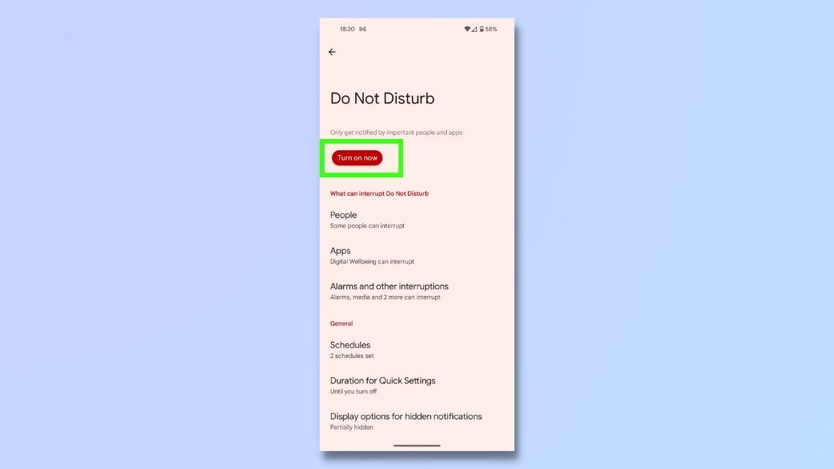 حالت «Do Not Disturb mode»