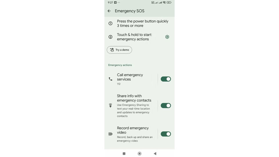 android Emergency Features