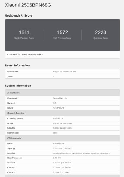بنچمارک شیائومی ۱۵ تی پرو