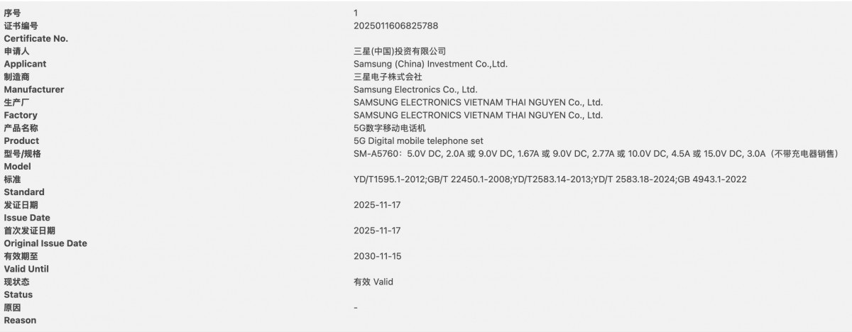 گواهی 3C گلکسی A57
