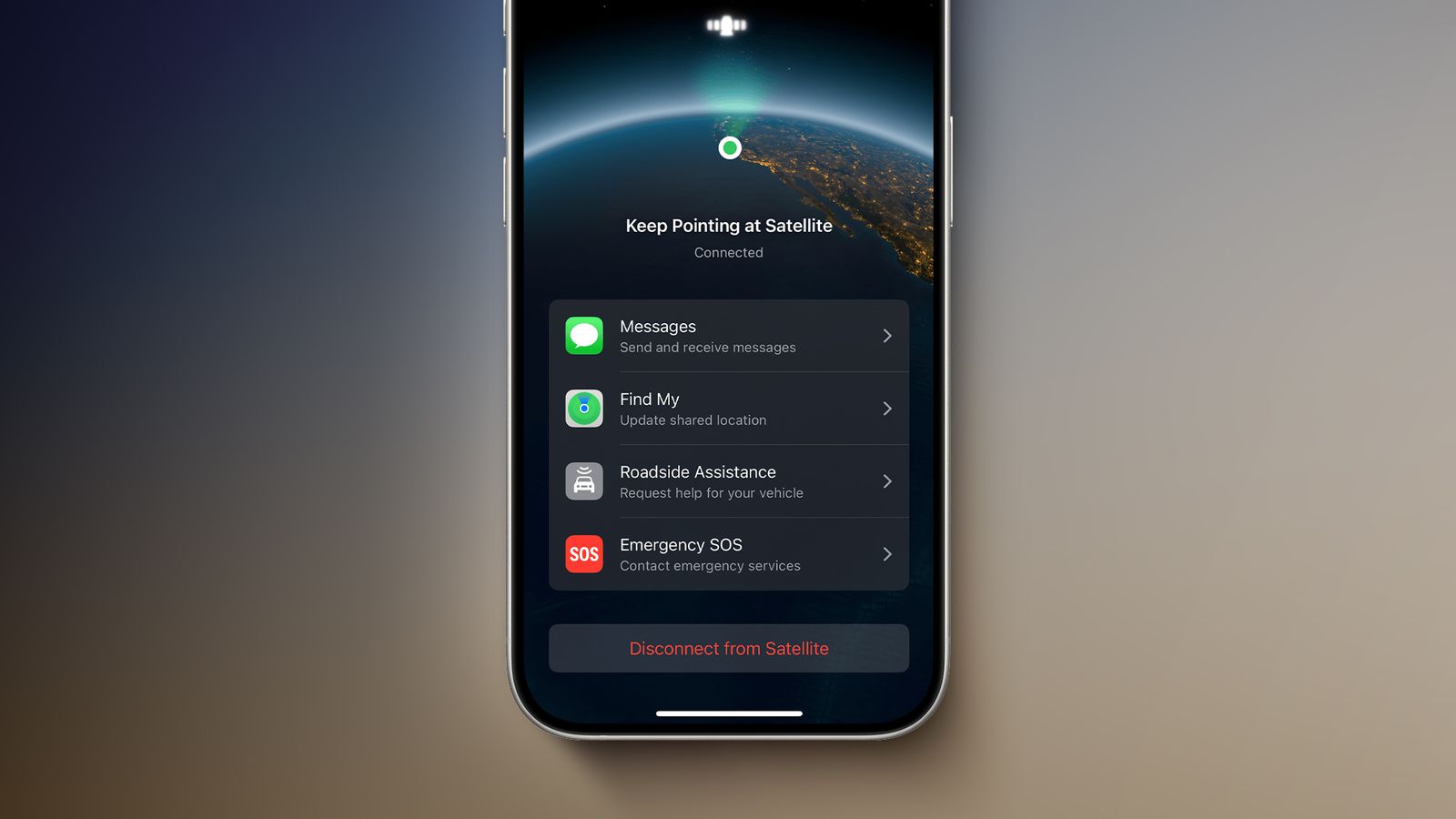 ویژگی اتصال ماهوارهای برای مواقع اضطراری در آیفون