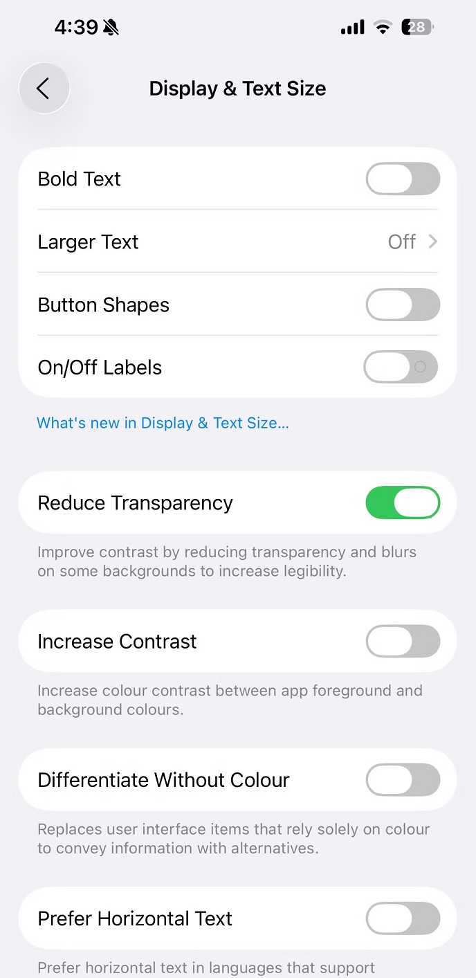 کاهش اثر طراحی Liquid Glass