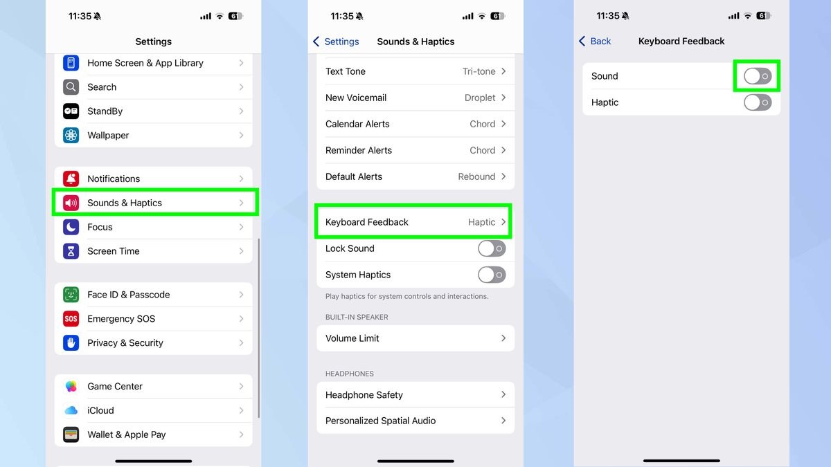 قابلیت بازخورد لمسی کیبورد