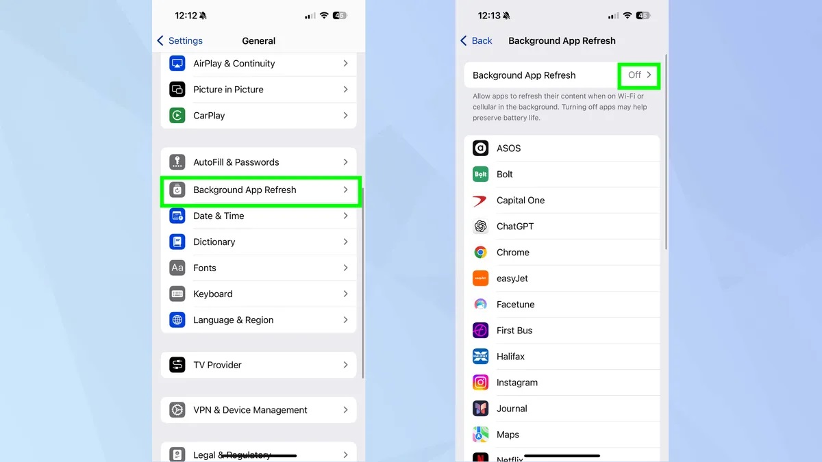 قابلیت پس زمینه ios