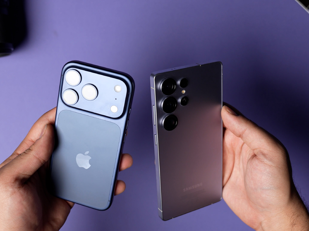 مقایسه پنل پشتی گوشی اس ۲۵ اولترا با ایفون ۱۷ پرو