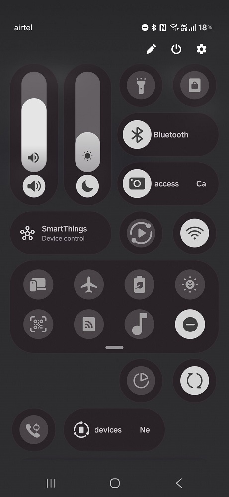 شخصی سازی پنل تنظیمات سریع