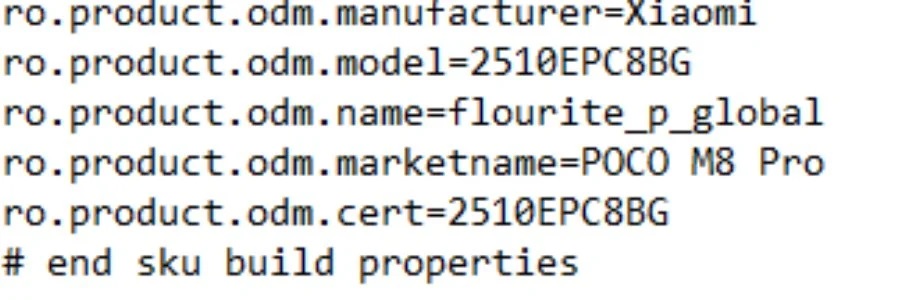 شناسه فریمور پوکو M8 پرو