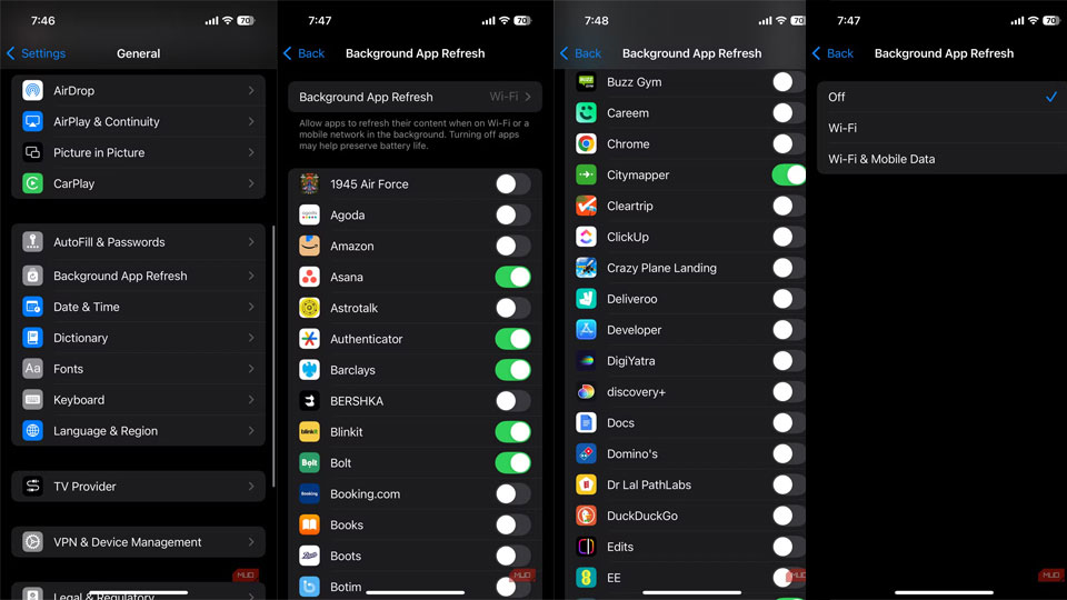تنظیمات مدیریت اپلیکیشن‌ها در گوشی هوشمند