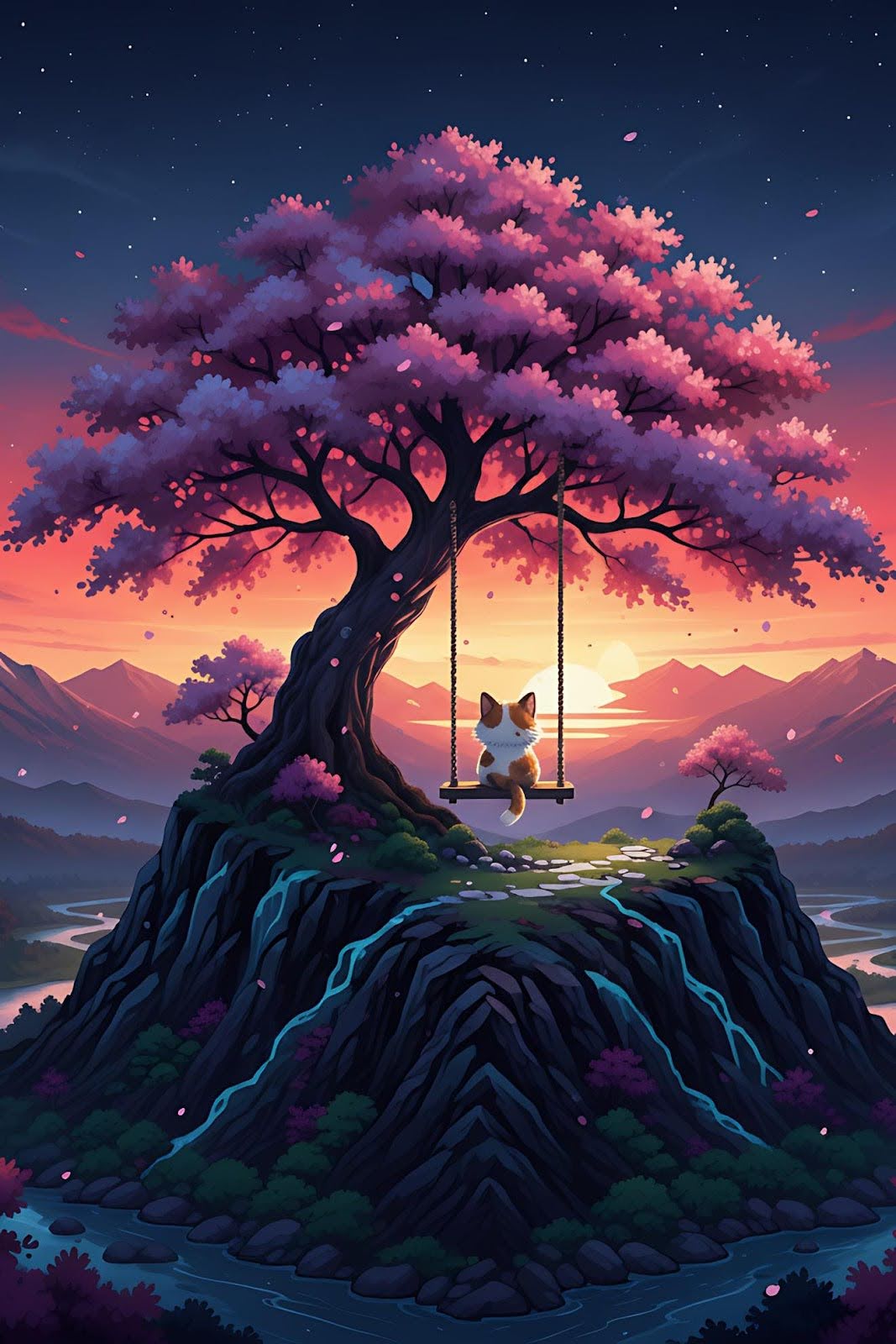 والپیپر گربه و درخت