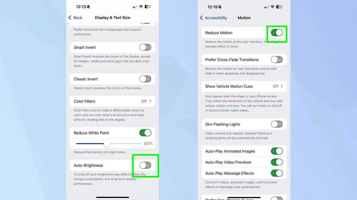 ویژگی روشنایی خودکار iOS