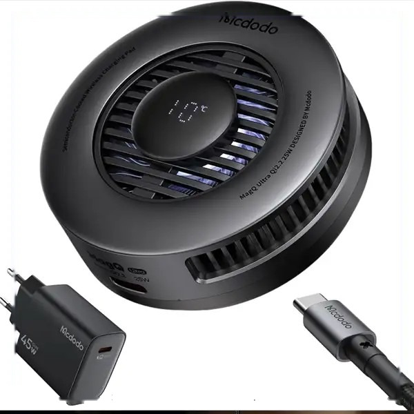 فن خنک کننده گوشی و شارژر وایرلس 25 وات مک دودو مدل CH-8410