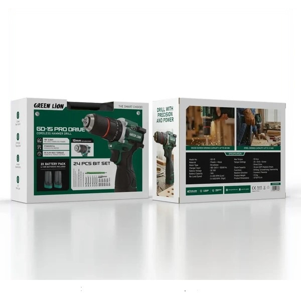 دریل چکشی شارژی 18 ولت گرین لاین مدل GNGD15D18V