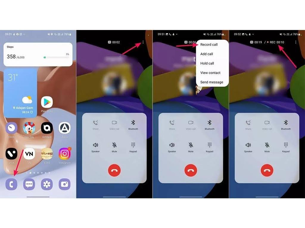 نحوه ضبط تماس در صفحه سامسونگ